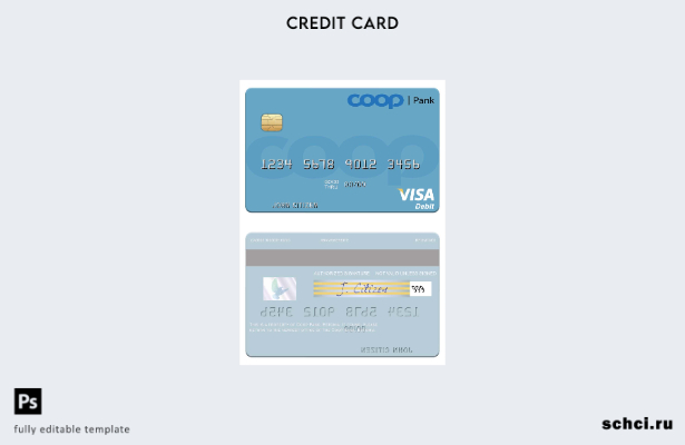 скачать в цифровом формате шаблон дебетовой карты Visa Эстонии Coop Pank
